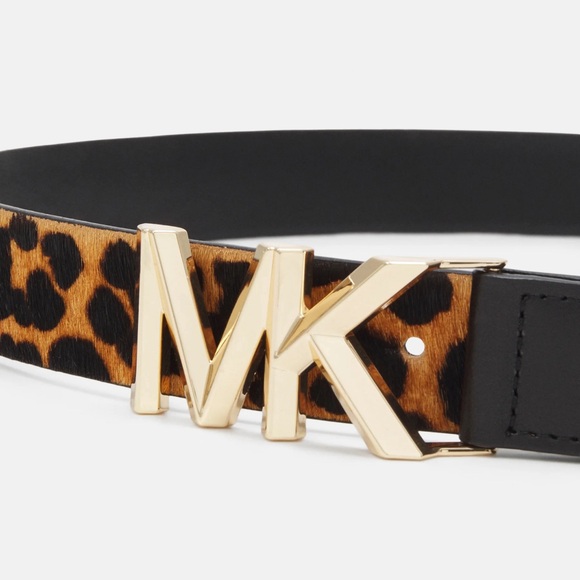 MICHAEL KORS Karli Calf Hair Belt Gold Leopard Print Size Small AUTHENTIC NWT - Picture 4 of 6